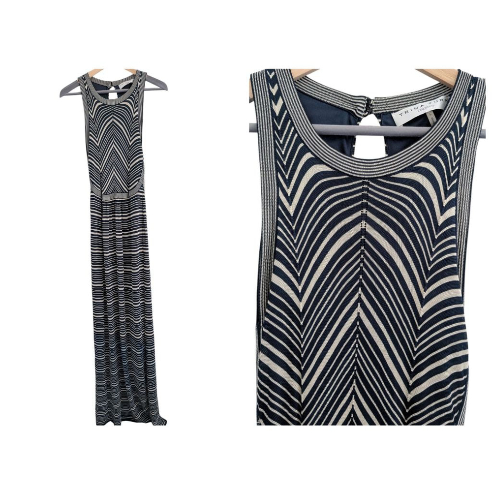 Trina Turk Dress Maxi Beachy Boho High Neck Stretchy Dress Women's Size L